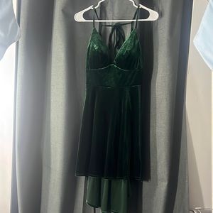 Dark green velvet homecoming dress